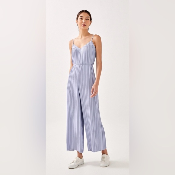 Love Bonito Pants - NWT Love Bonito Baby Blue Sabine Pleat Wide Leg Jumpsuit